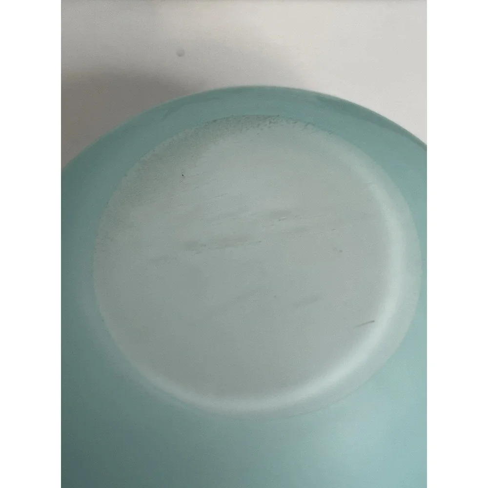 Vintage Blue Satin Glass White Cased Rose Bowl Crimped Edge ~ 3.25 Tall